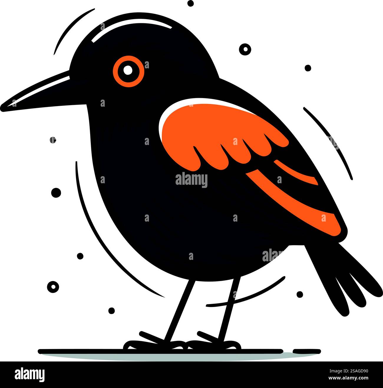 Cute little bird. Hand drawn vector illustration in cartoon style Stock ...