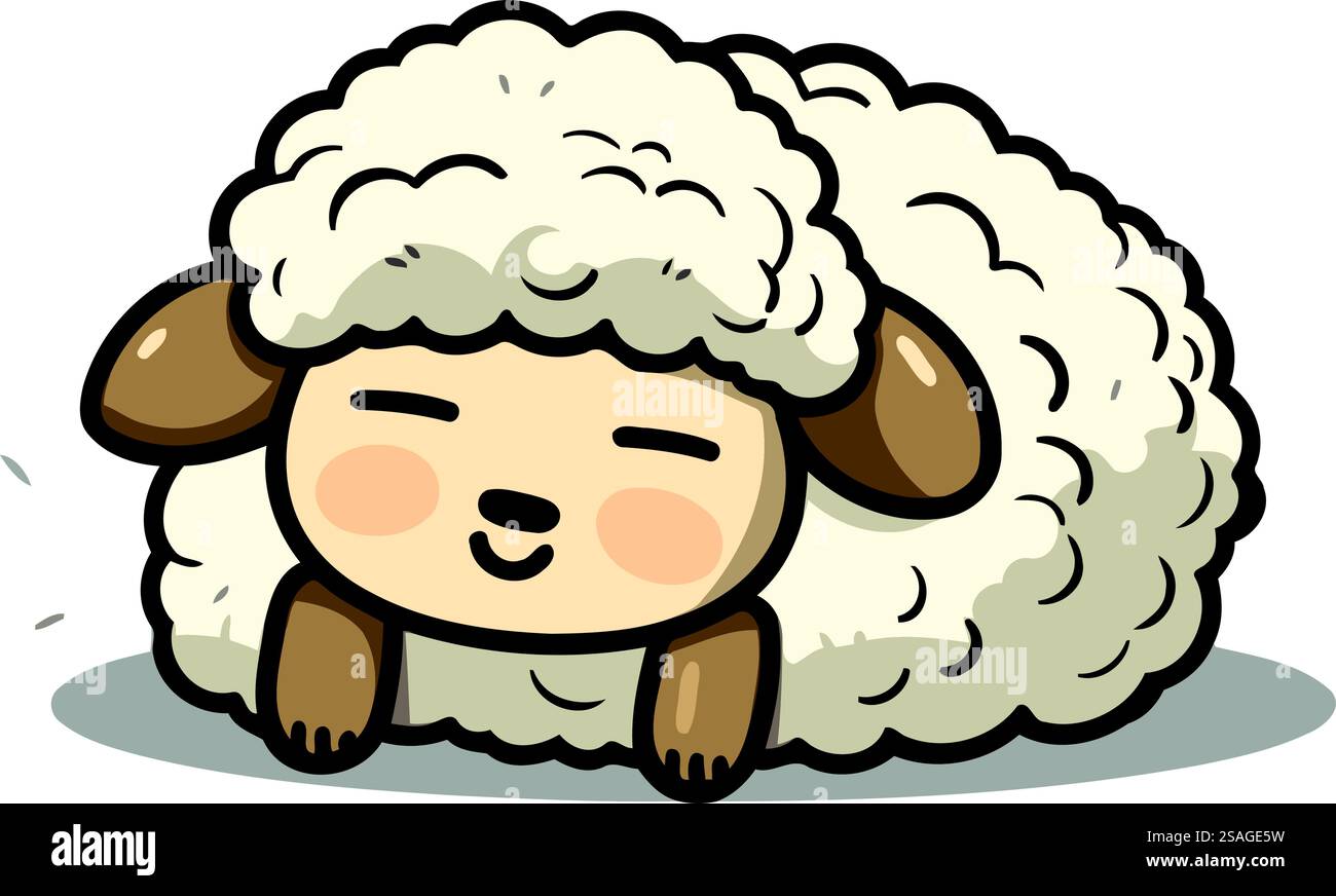 Sheep cute character cartoon design. Vector illustration isolated on ...