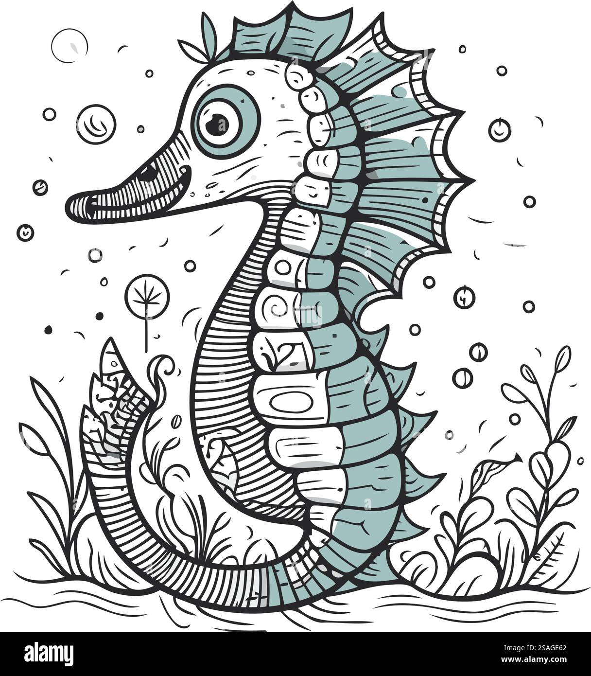Seahorse. Hand drawn vector illustration in doodle style Stock Vector ...