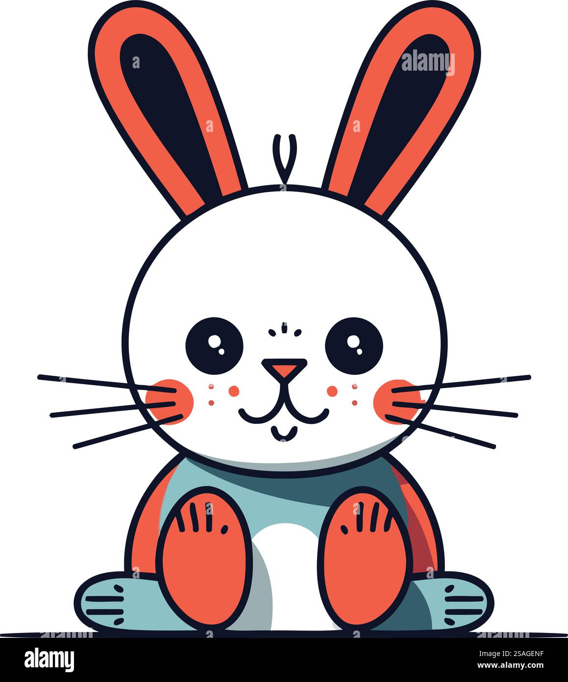 Cute rabbit. Vector illustration in flat cartoon style. Isolated on ...