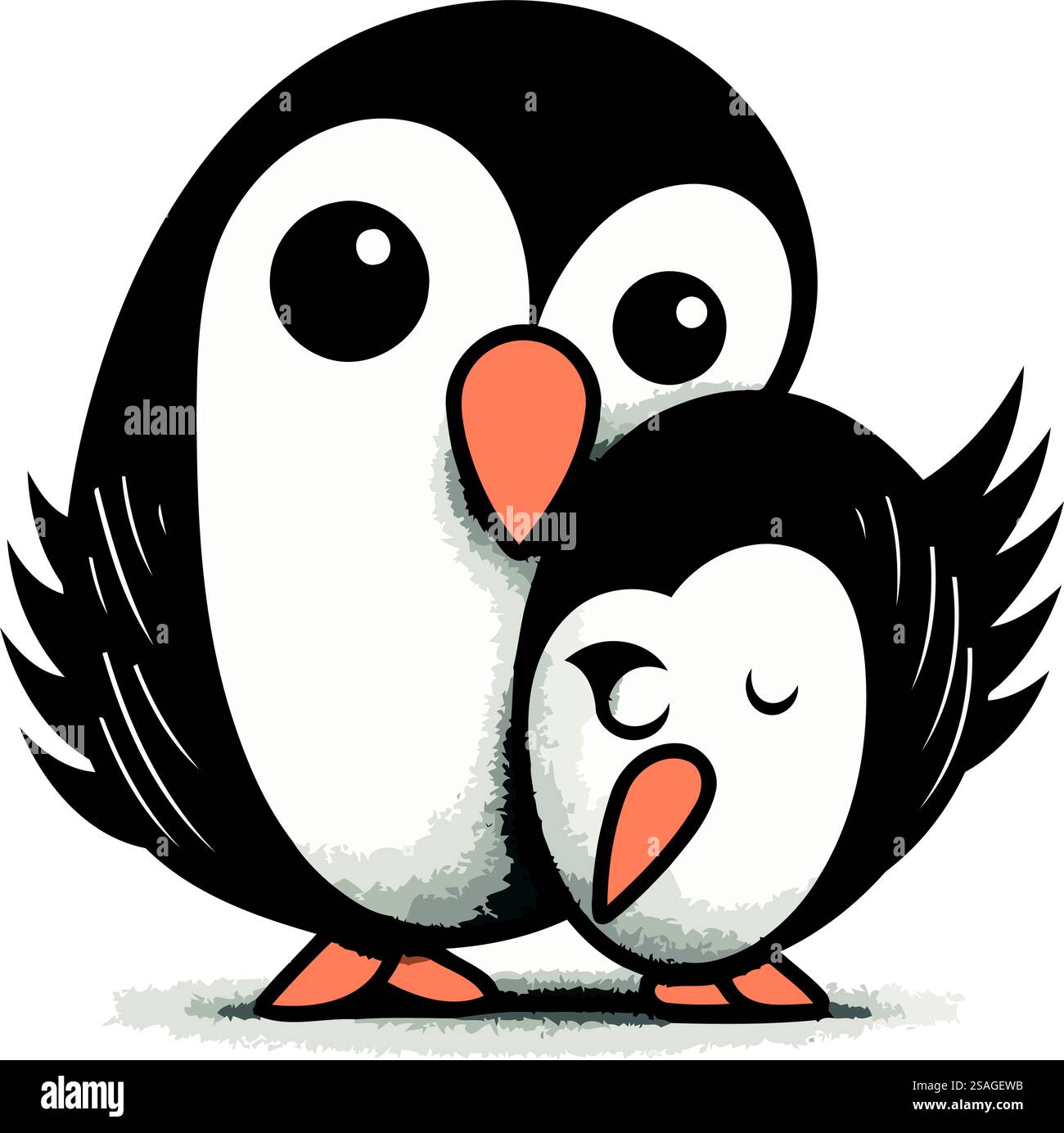 Cute penguin couple isolated on white background. Vector illustration ...