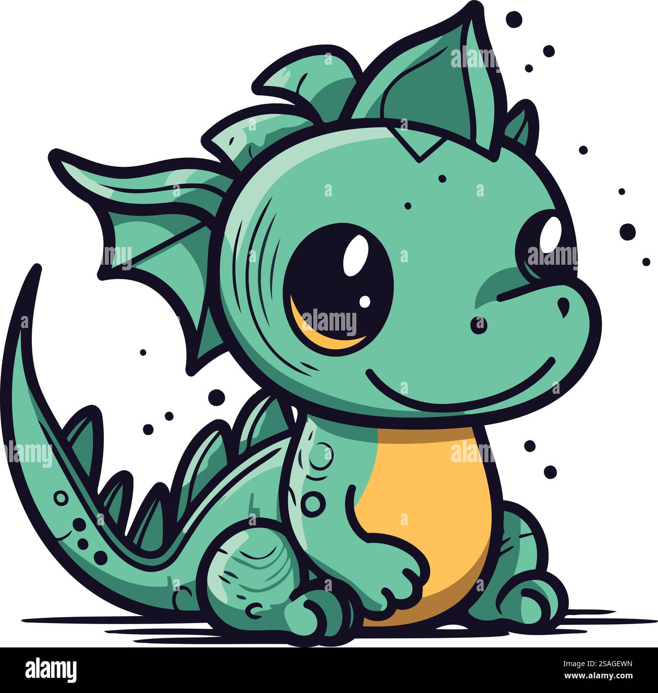 Cute cartoon dragon. Vector illustration isolated on a white background ...