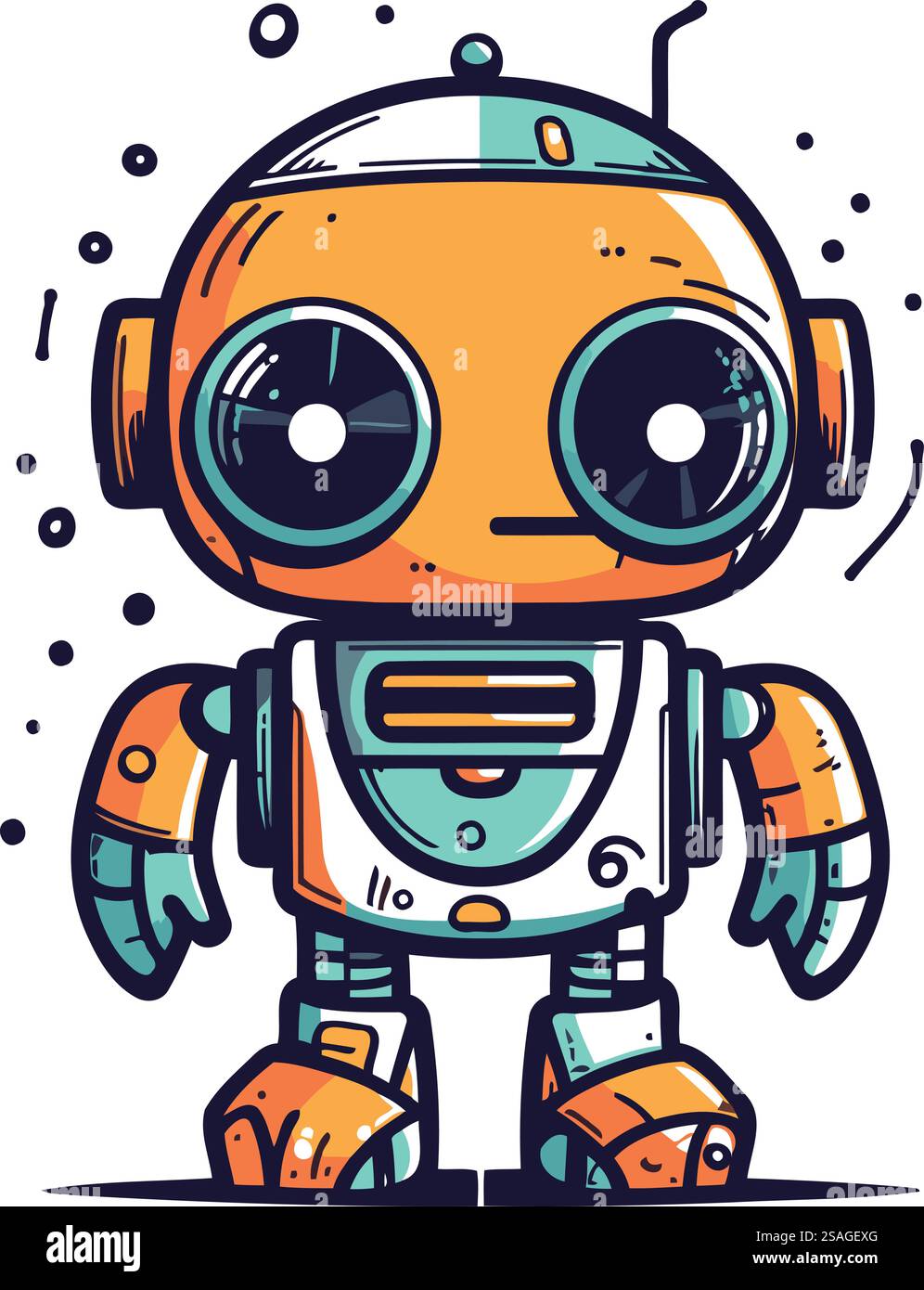 Cute cartoon robot. Vector illustration in doodle style Stock Vector ...