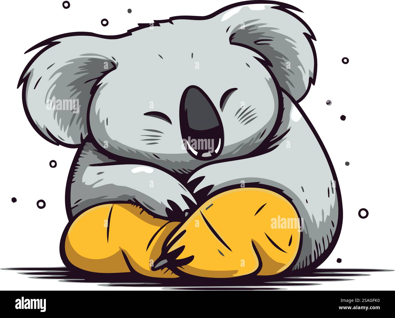 Cute koala sleeping on a yellow pillow. Vector illustration Stock ...