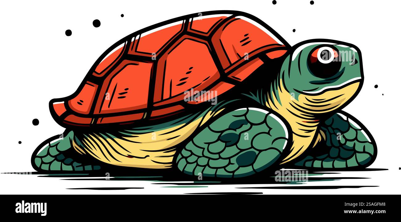 Turtle isolated on white background. Hand drawn vector illustration in ...