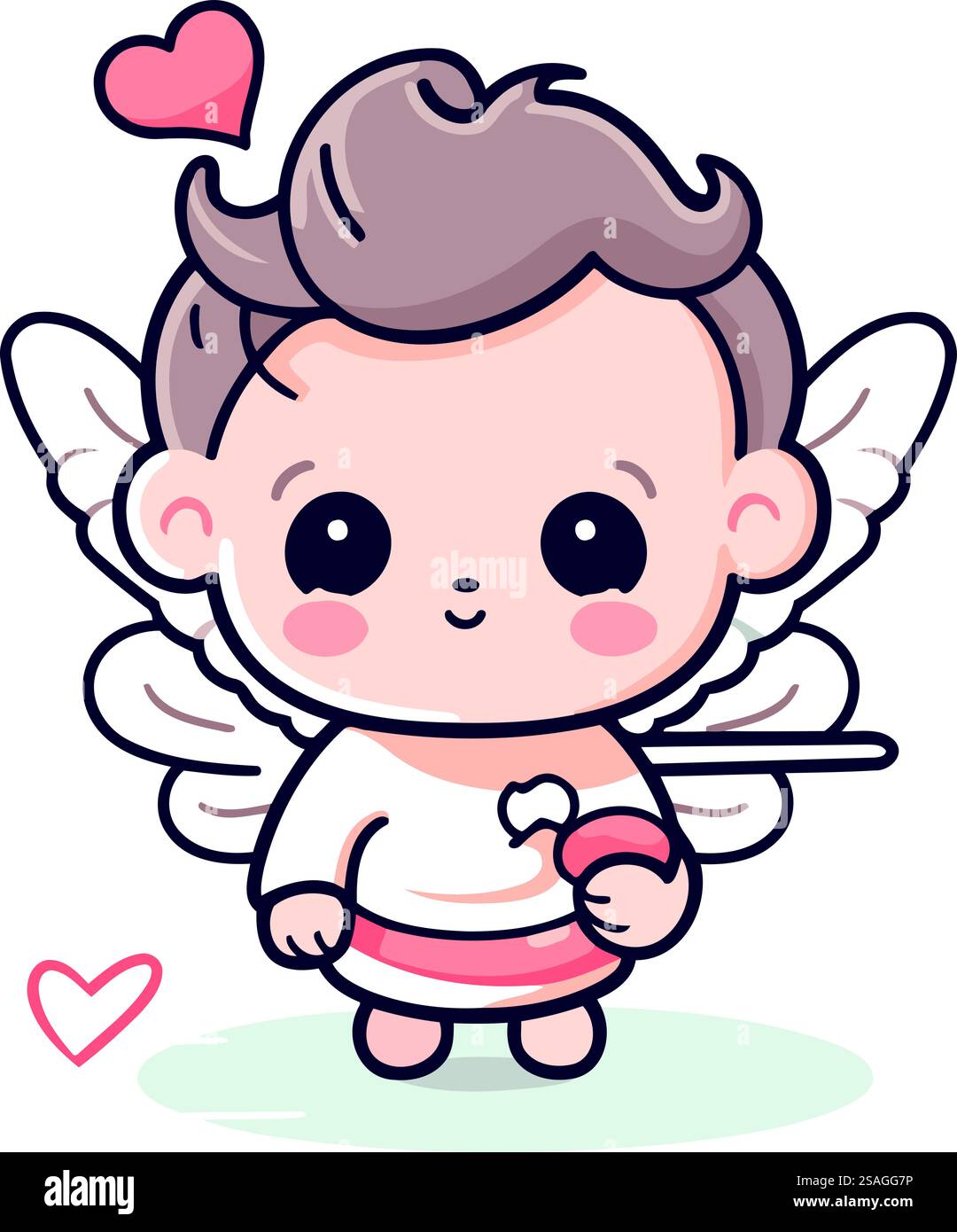 Cute little cupid with bow and arrow. Vector illustration Stock Vector ...