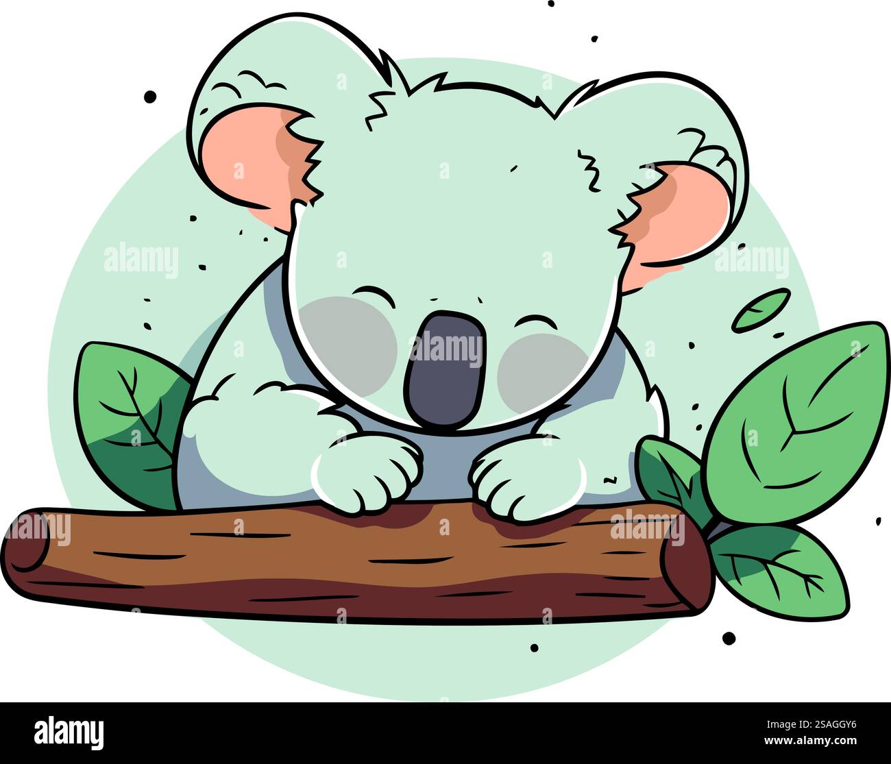 Cute cartoon koala sleeping on a log. Vector illustration Stock Vector ...