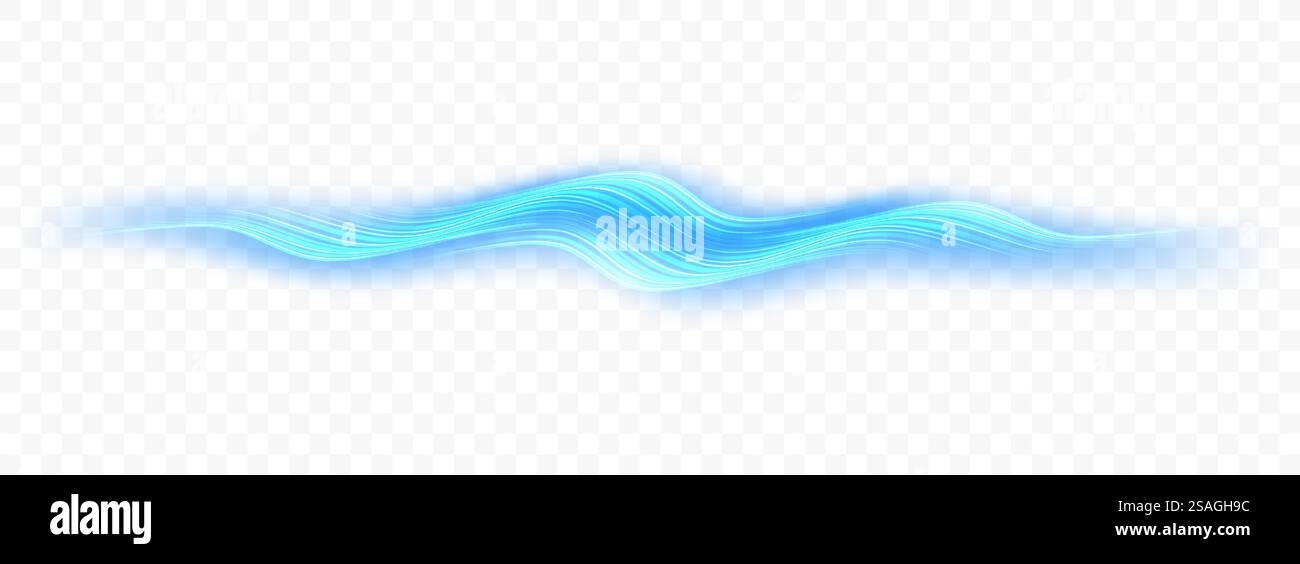 Light blue waves glowing on transparent background. Purity and ...