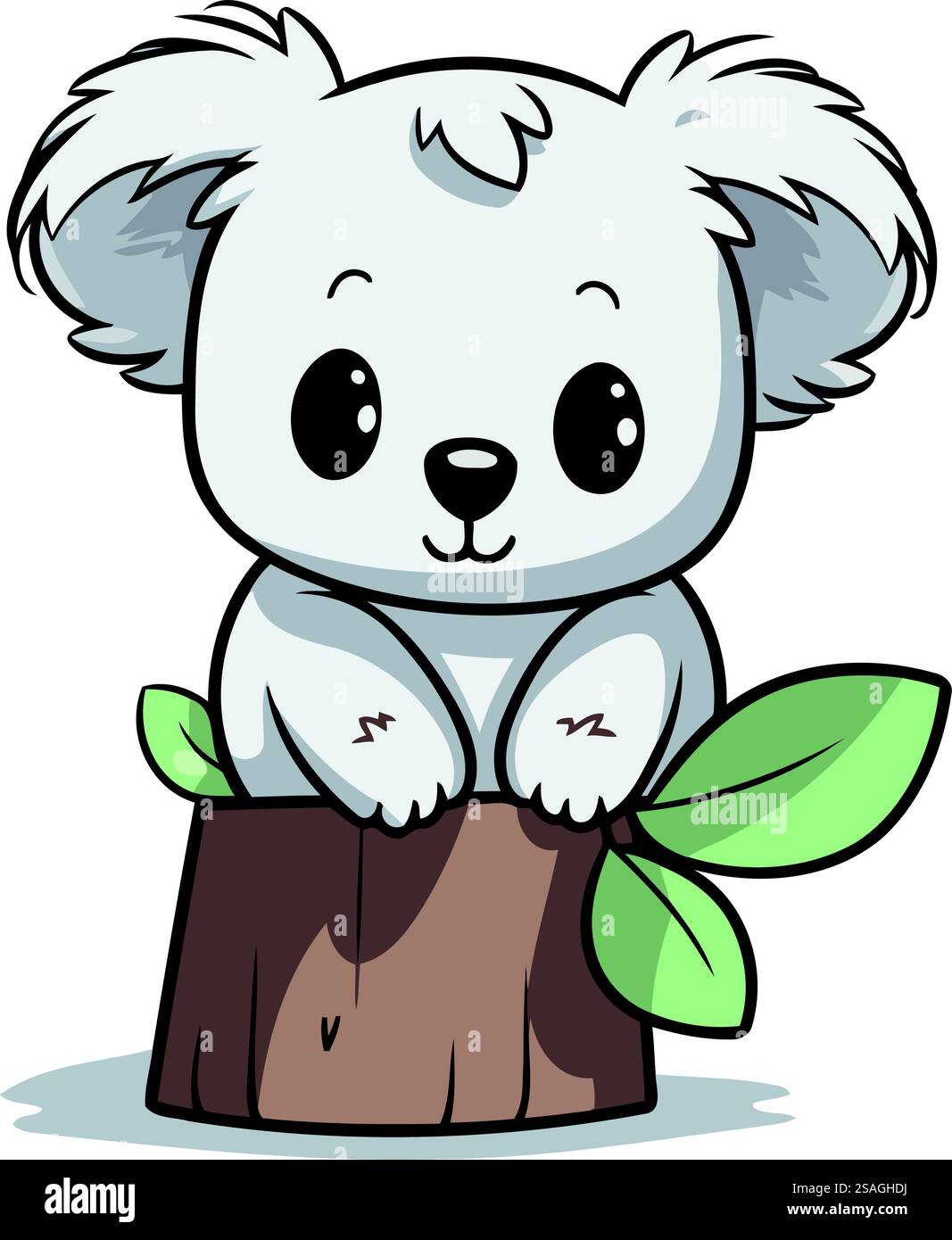 Cute koala sitting on a tree stump cartoon vector illustration Stock ...