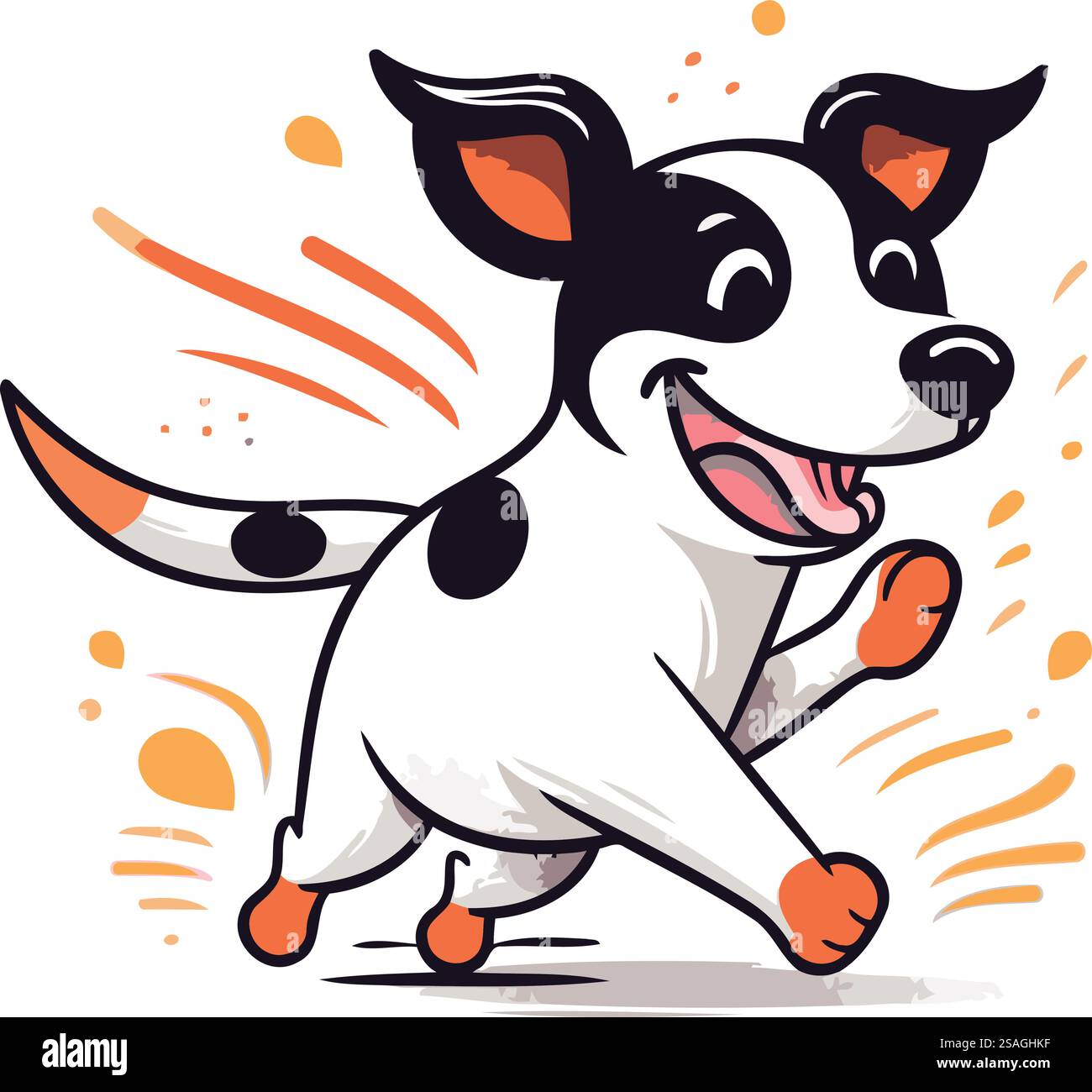 Cute cartoon dalmatian dog running. Vector illustration Stock Vector ...