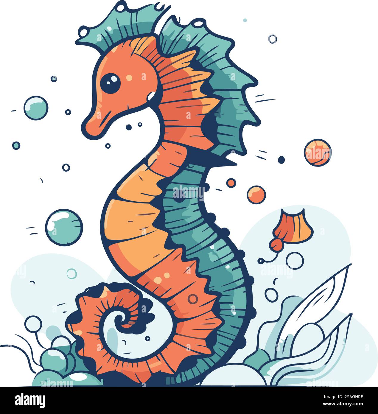 Seahorse. Sea animal. Vector illustration in a flat style Stock Vector ...