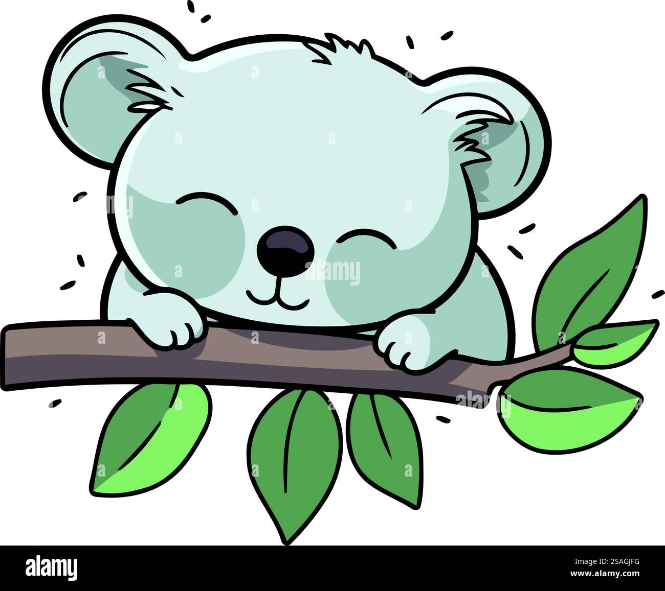 Cute koala sleeping on a branch. vector cartoon illustration Stock ...