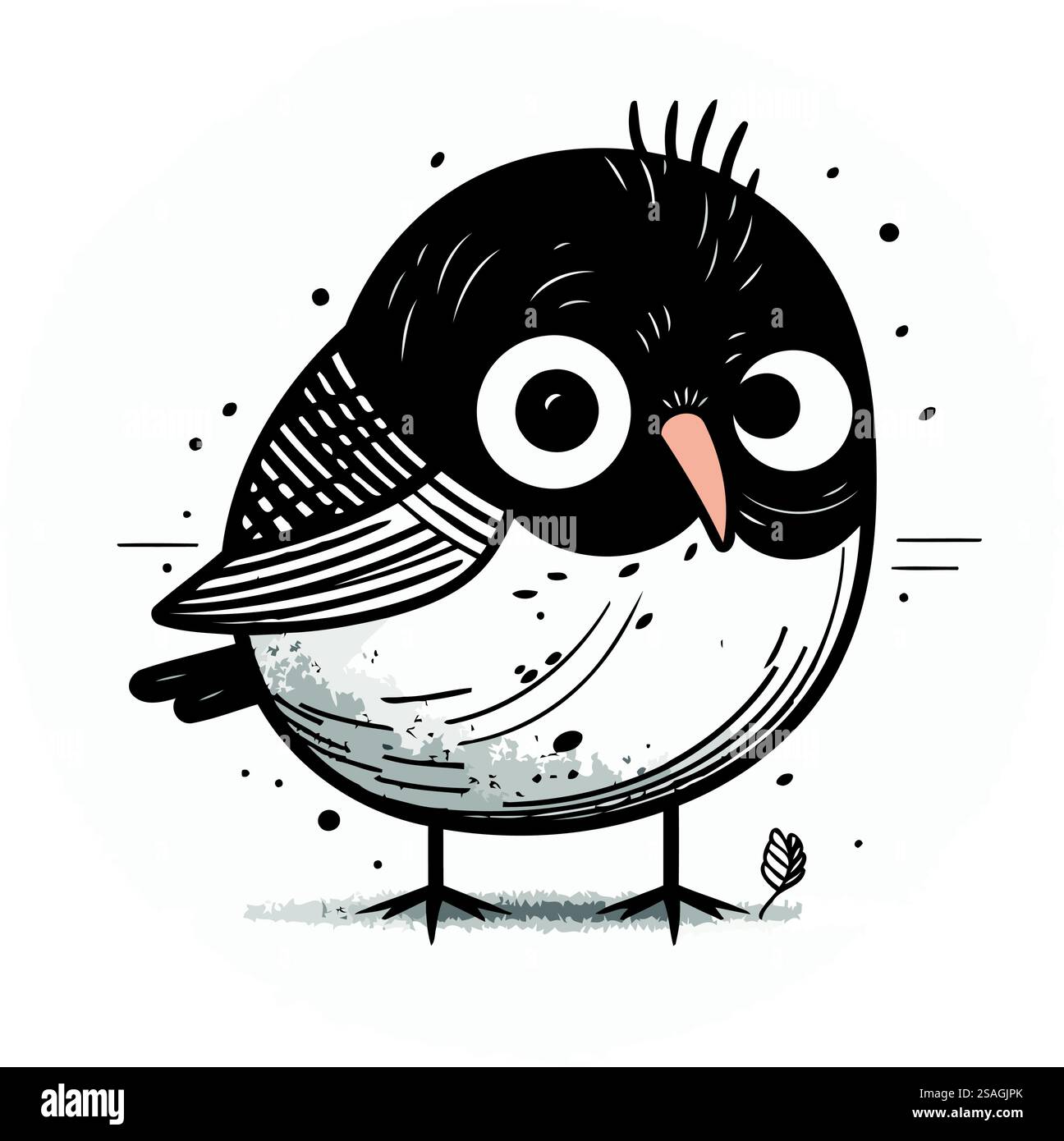 Cute little bird. Hand drawn vector illustration in cartoon style Stock ...