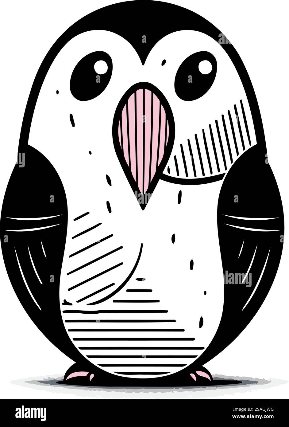 Penguin. Hand drawn vector illustration. Isolated on white background ...