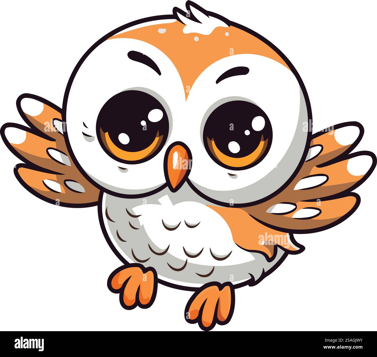 Cute cartoon owl. Vector illustration isolated on a white background ...