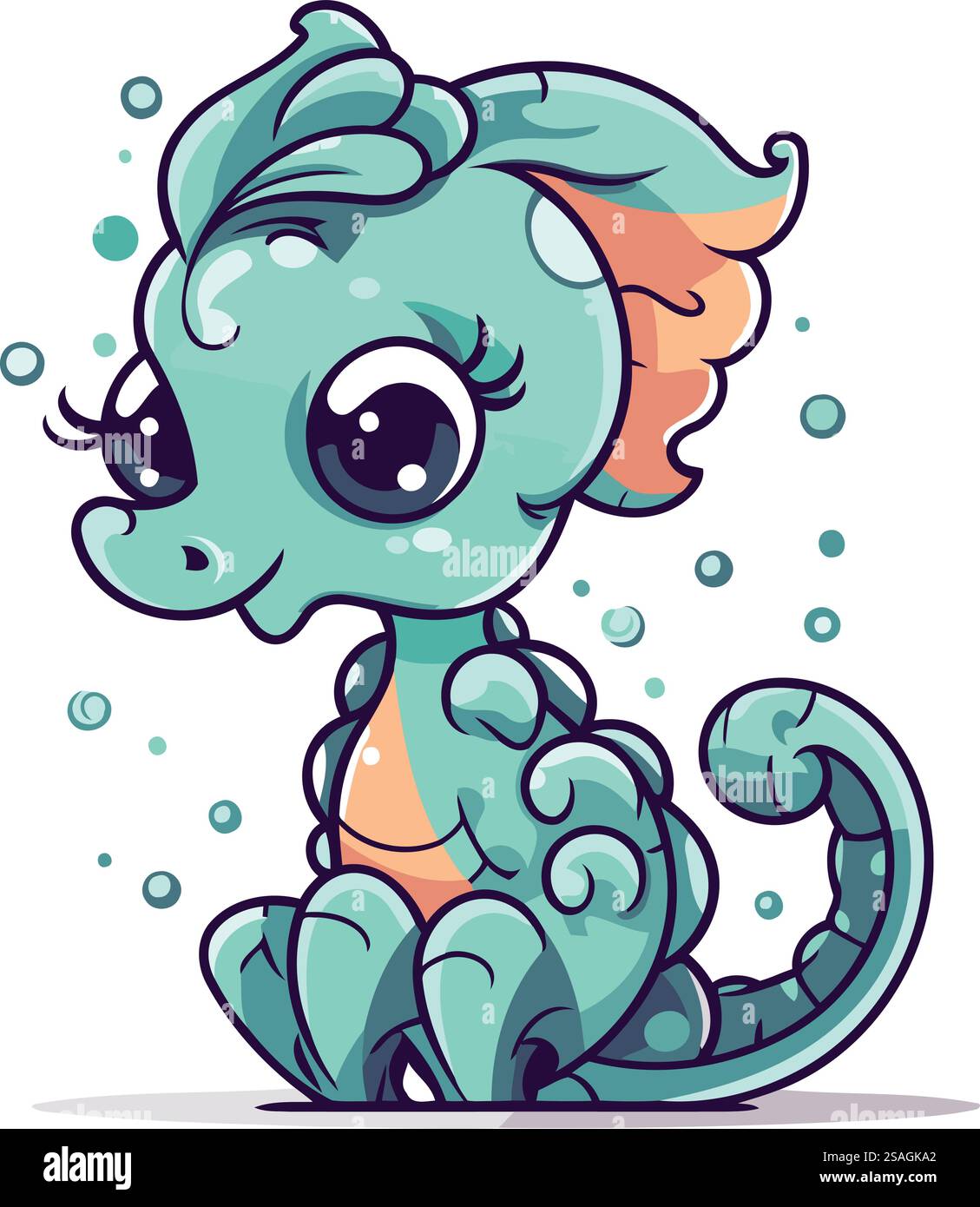 Cute cartoon seahorse. Vector illustration isolated on white background ...