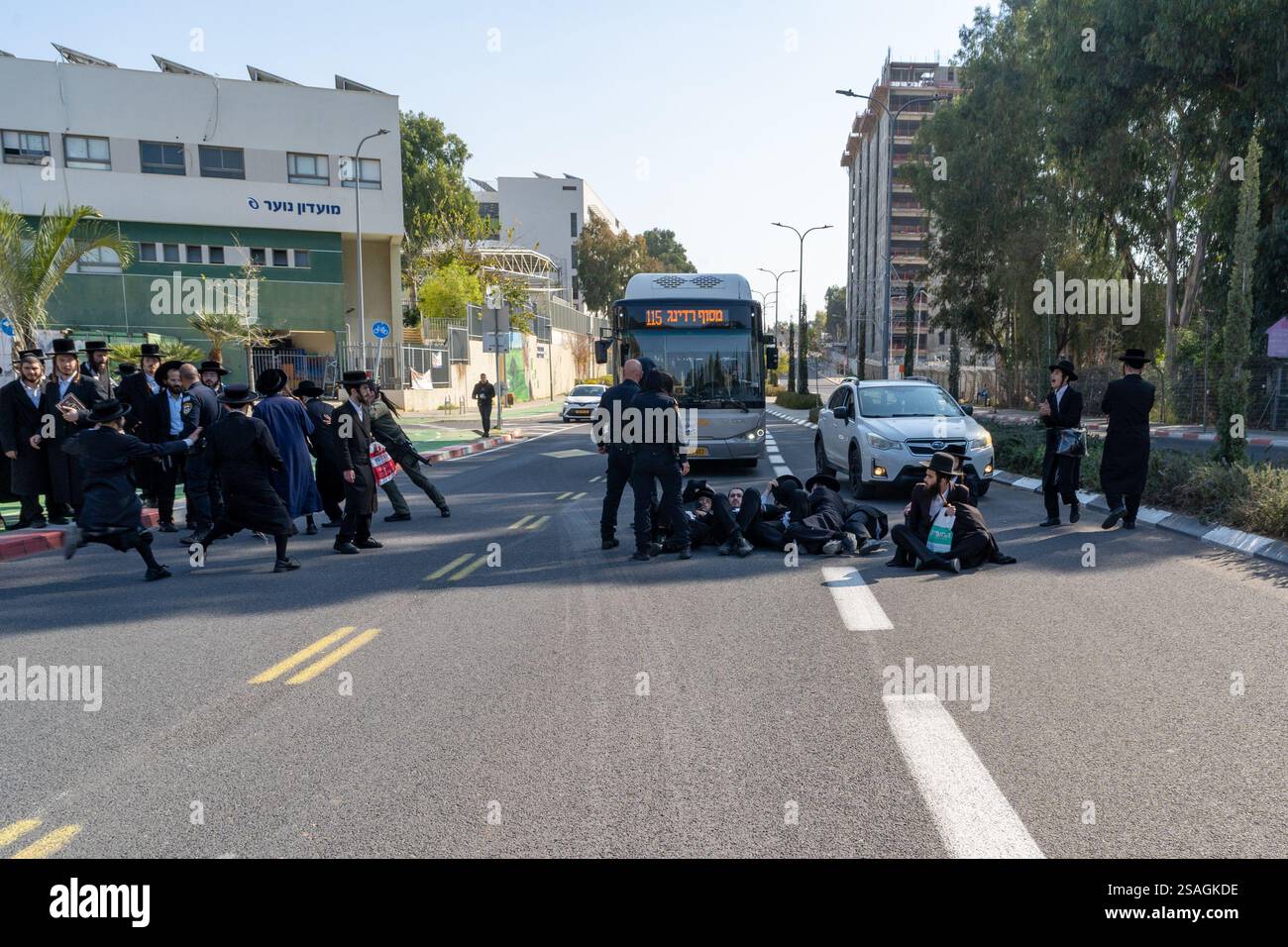 Jewish Block Protestors blocking the road during the protest and clashing with the ...