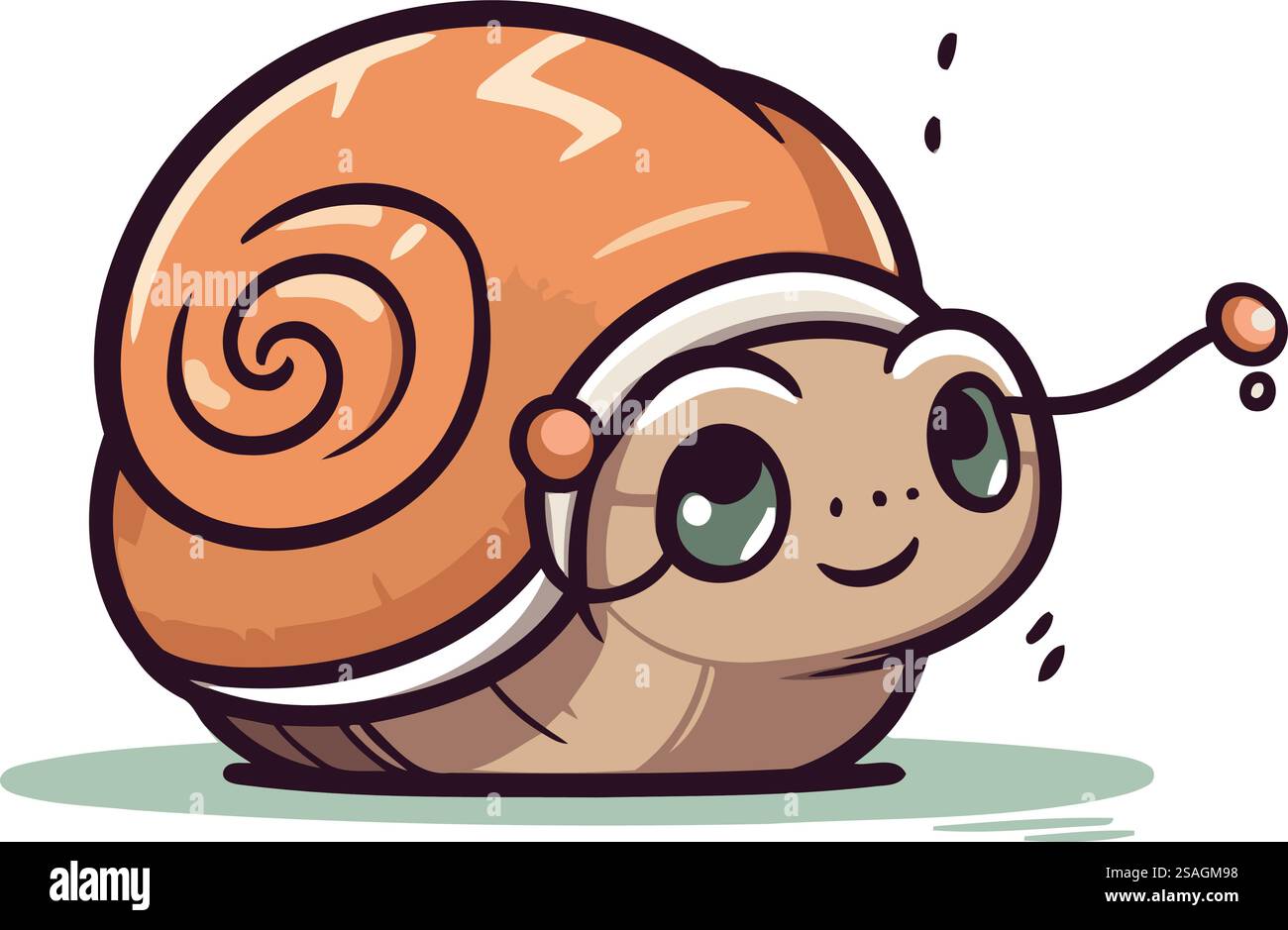 Cute cartoon snail. Vector illustration. Isolated on white background ...