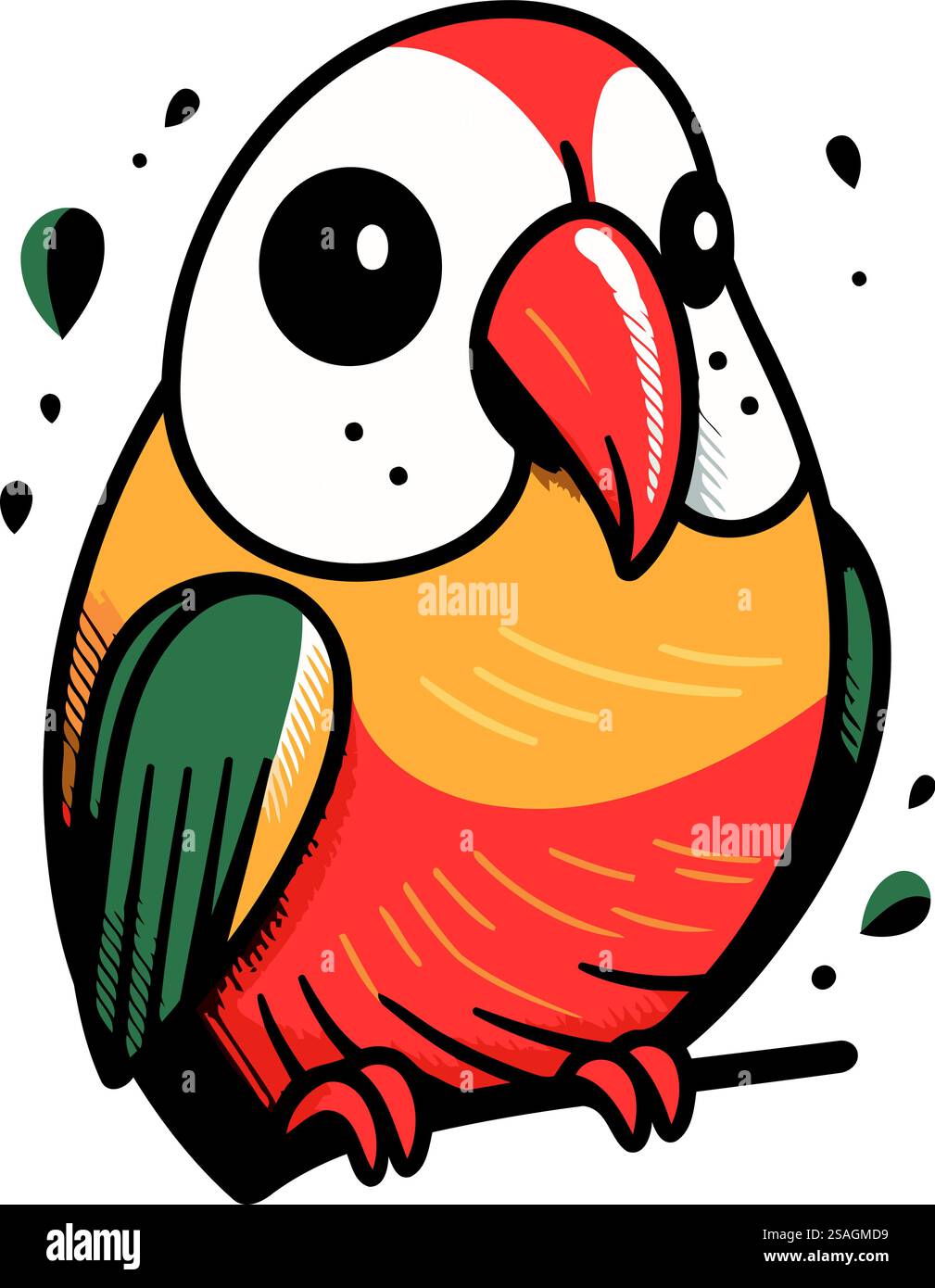 Cute parrot. Hand drawn vector illustration in cartoon style Stock ...