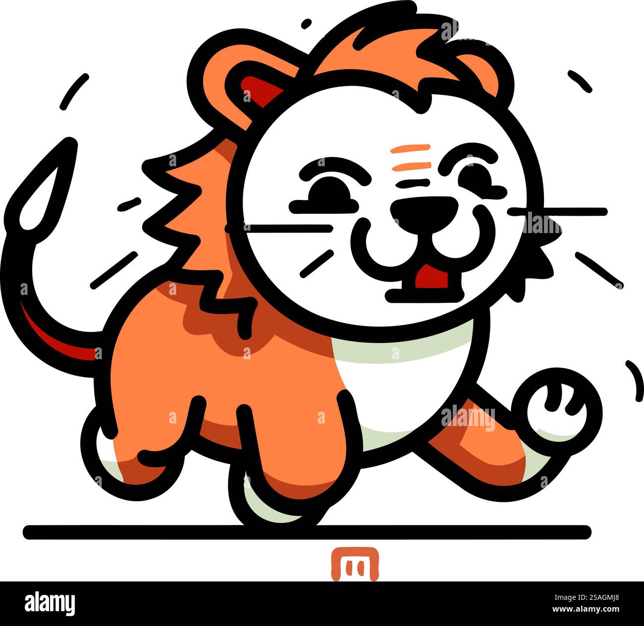 Cute lion running. Vector illustration. Isolated on white background ...