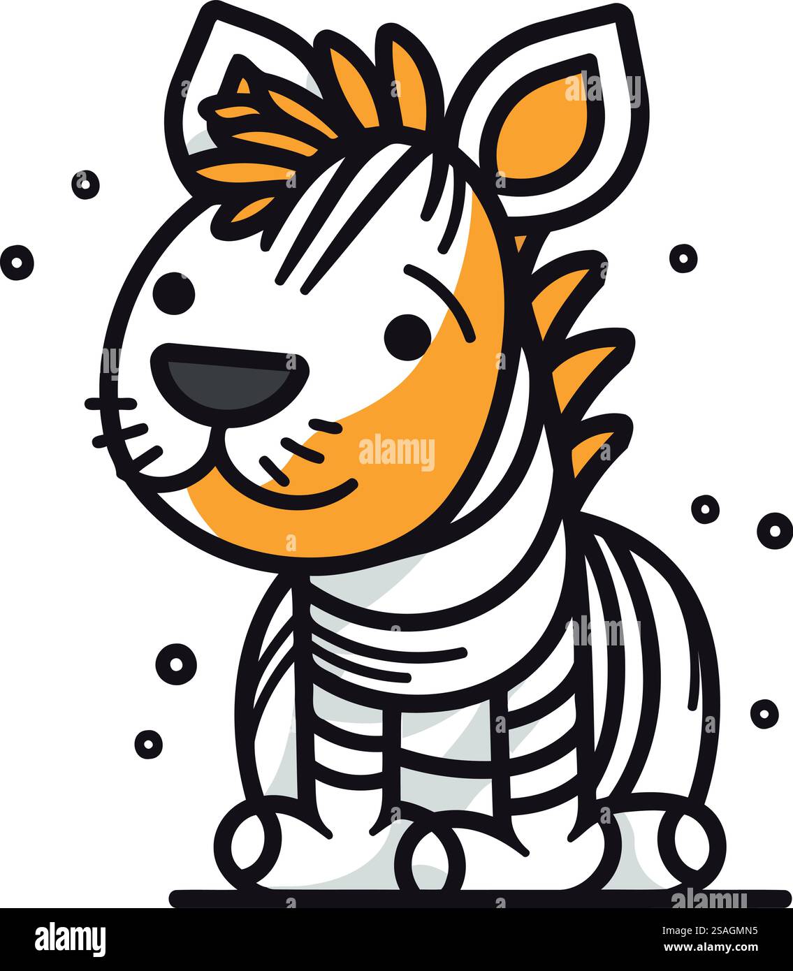 Cute cartoon zebra isolated on white background. Vector illustration ...