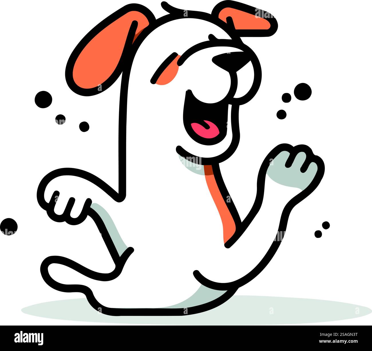 Cute cartoon dog running. Vector illustration in doodle style Stock ...