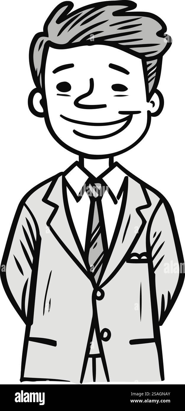 Vector illustration of a happy businessman in a suit. Cartoon style ...