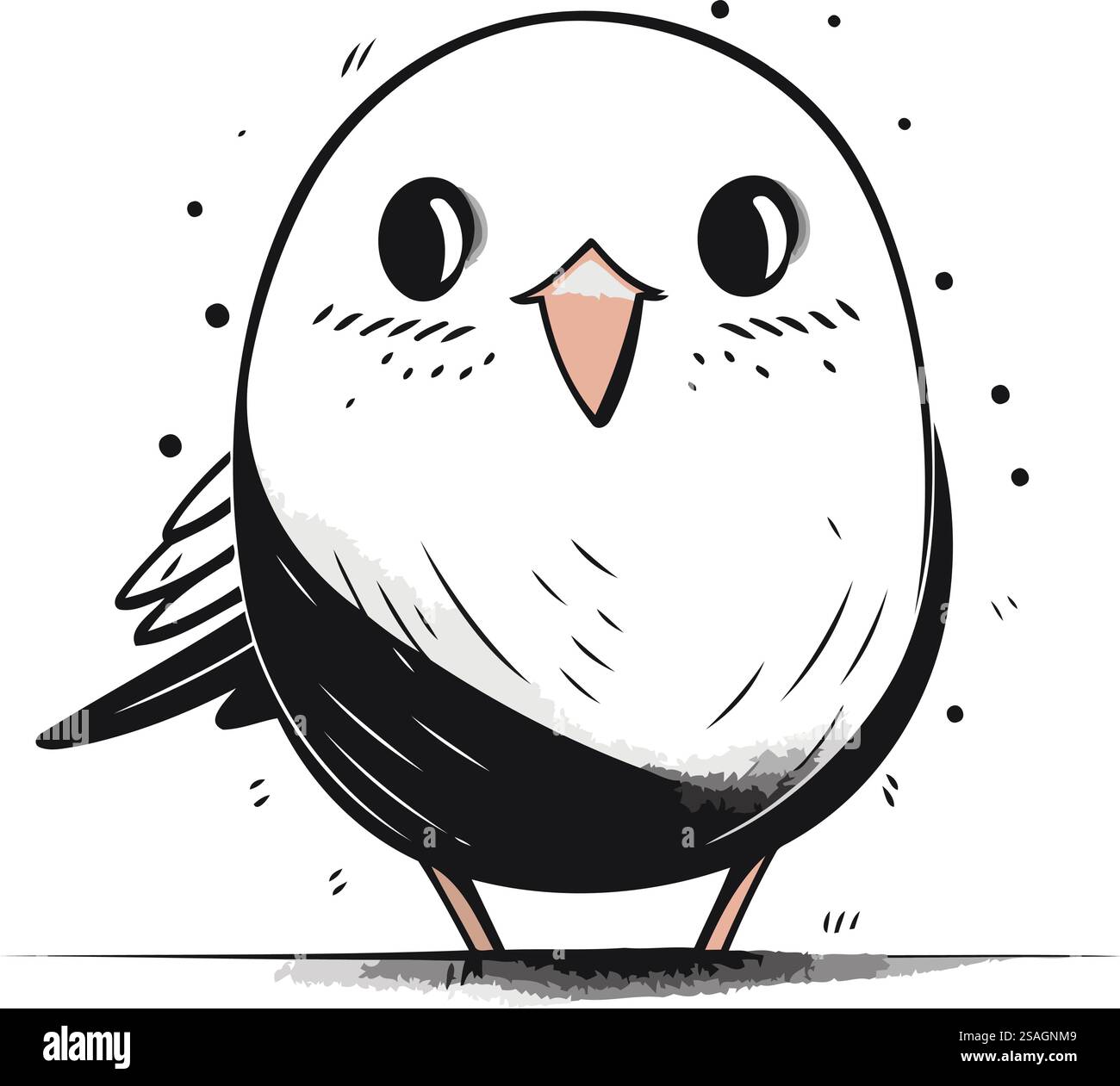 Cute little bird on a white background. Vector hand drawn illustration ...