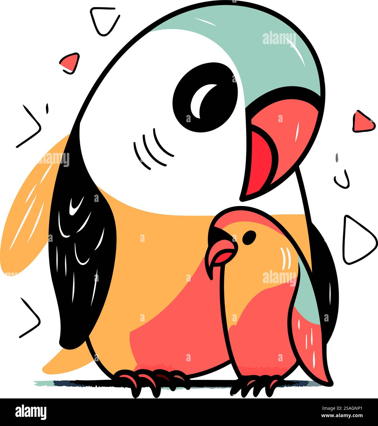 Cute parrot. Hand drawn vector illustration in cartoon style Stock ...