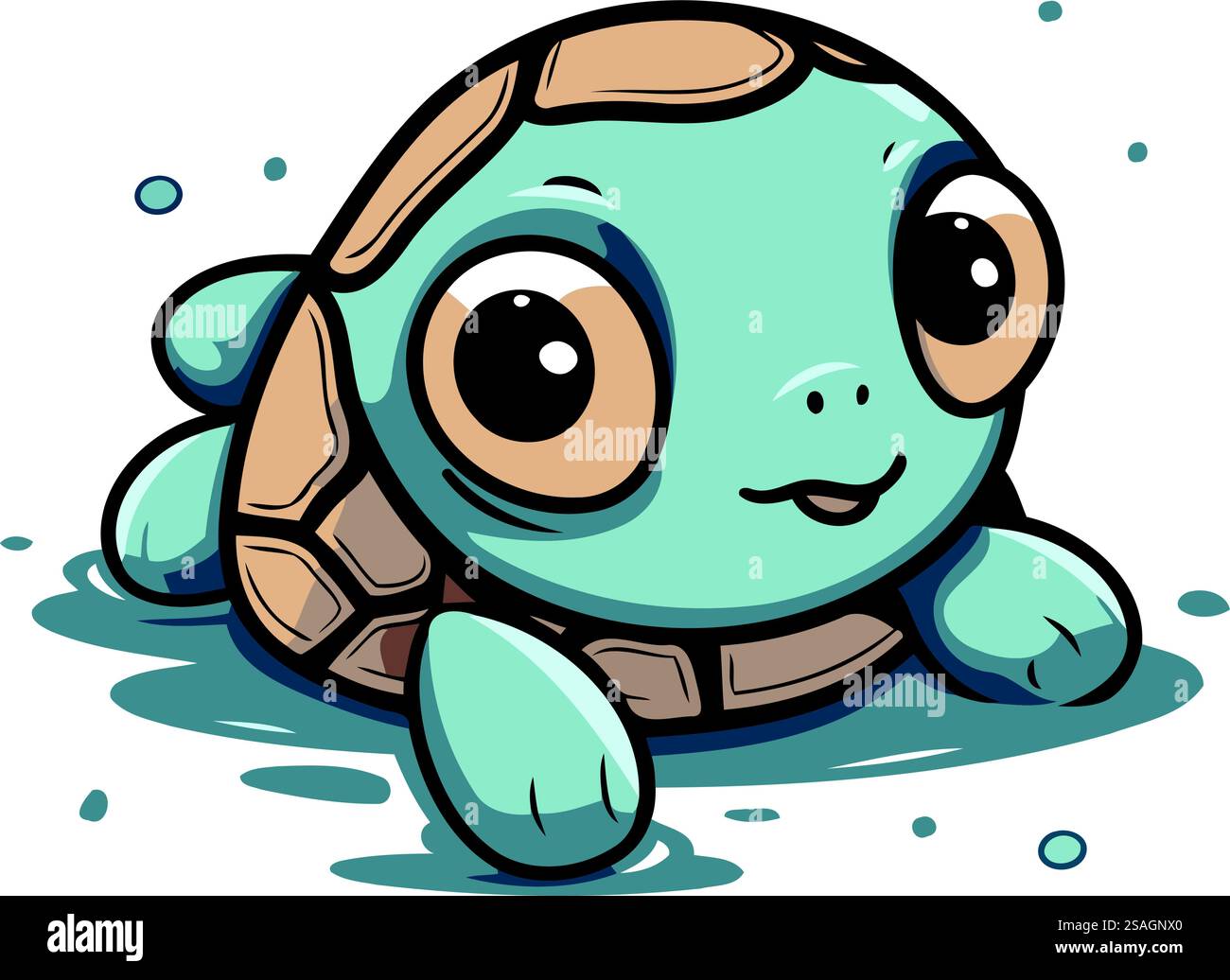 Cute cartoon turtle. Vector illustration isolated on a white background ...