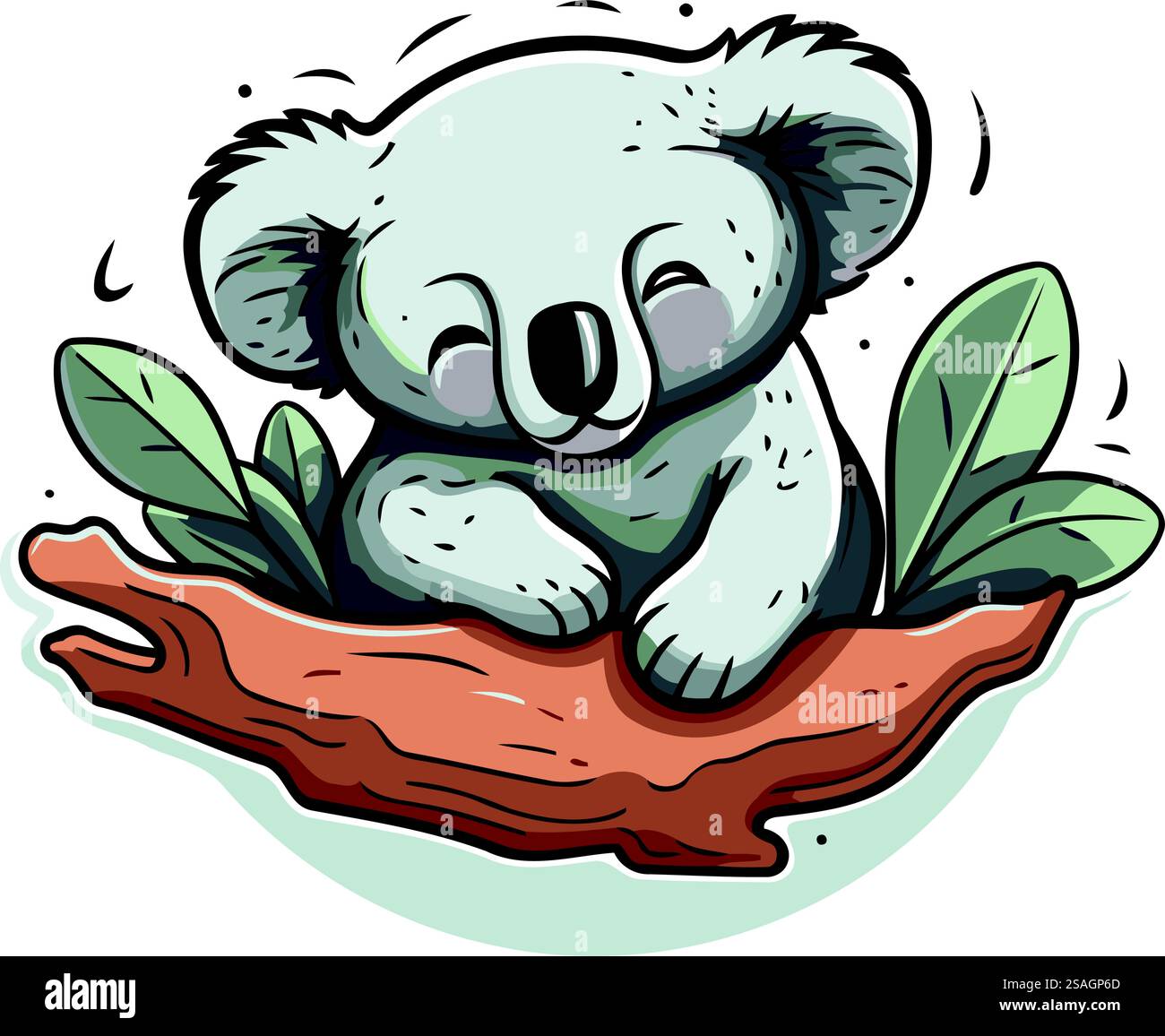 Cute cartoon koala on eucalyptus branch. Vector illustration Stock ...