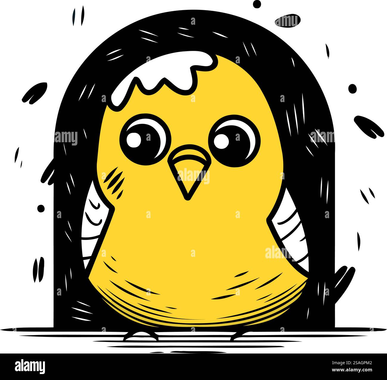 Cute little bird. Hand drawn vector illustration in cartoon style Stock ...