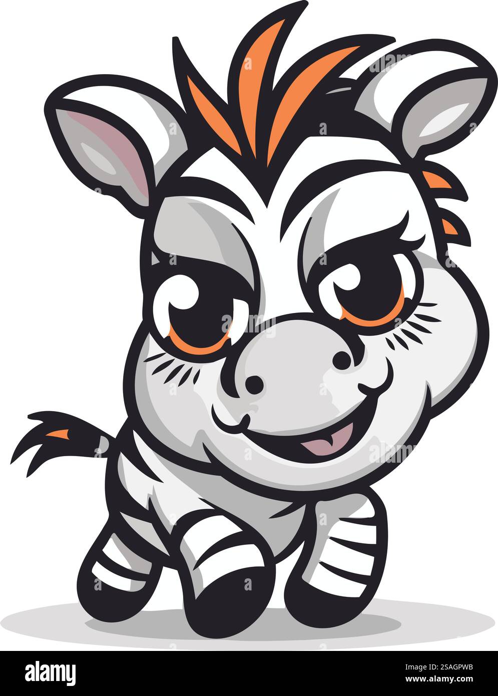 Cute cartoon zebra. Vector illustration isolated on white background ...