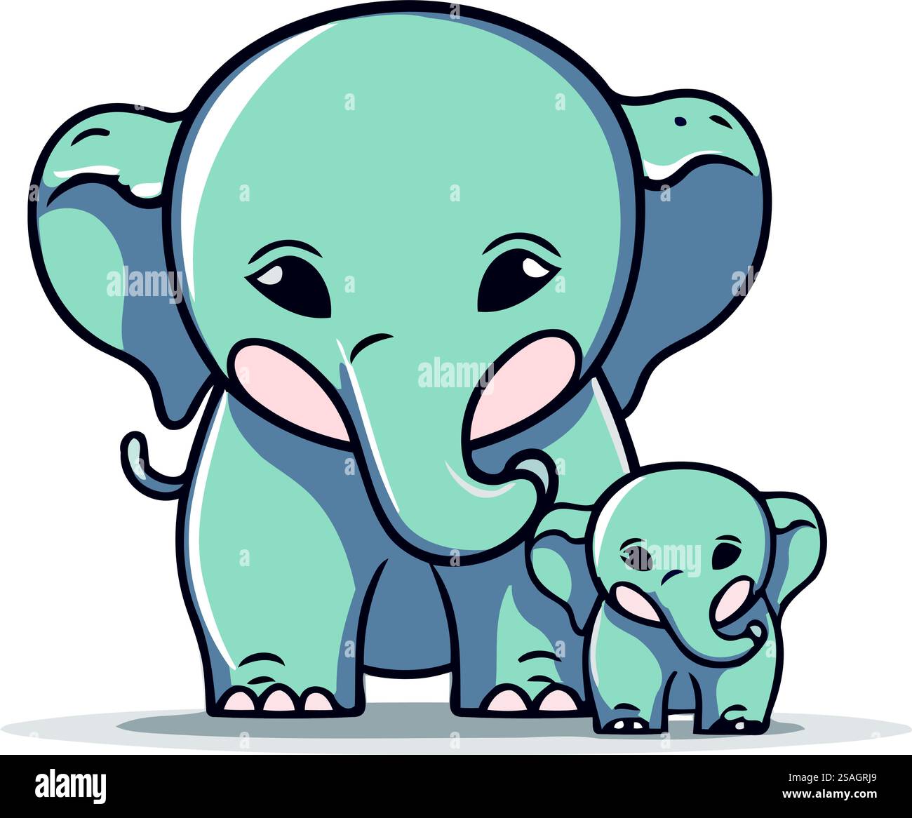Cute elephant and baby. Vector illustration in a flat style Stock ...