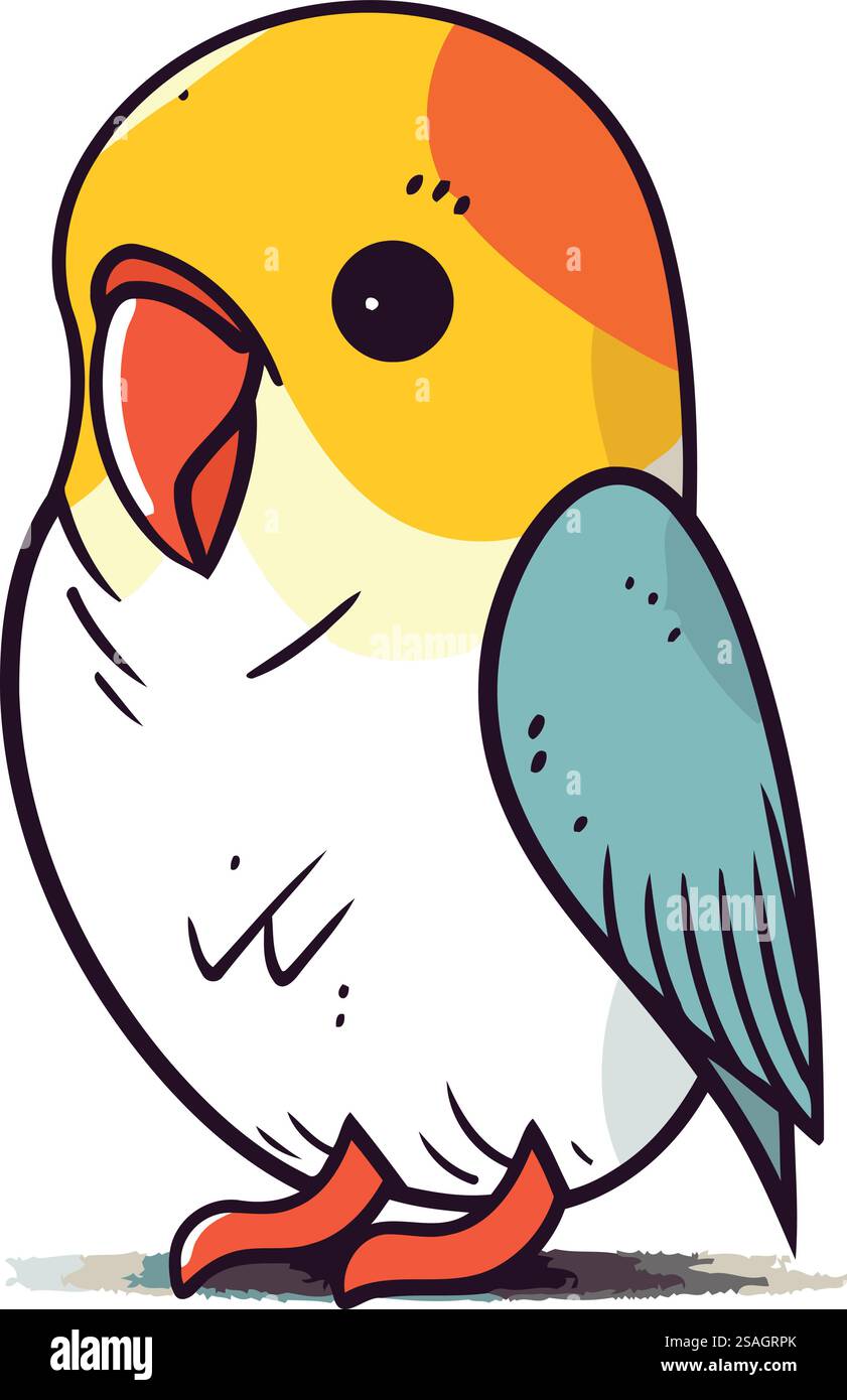 Cute parrot isolated on white background. Hand drawn vector ...