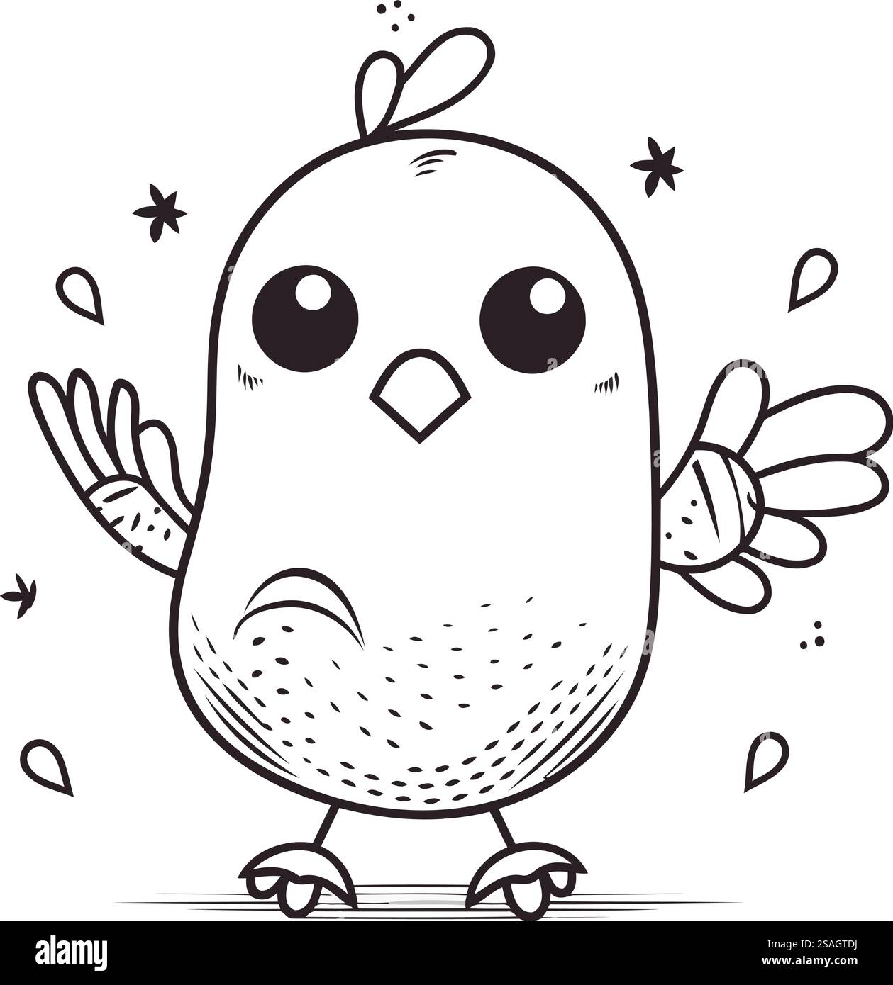 Cute little bird. Hand drawn vector illustration in cartoon style Stock ...