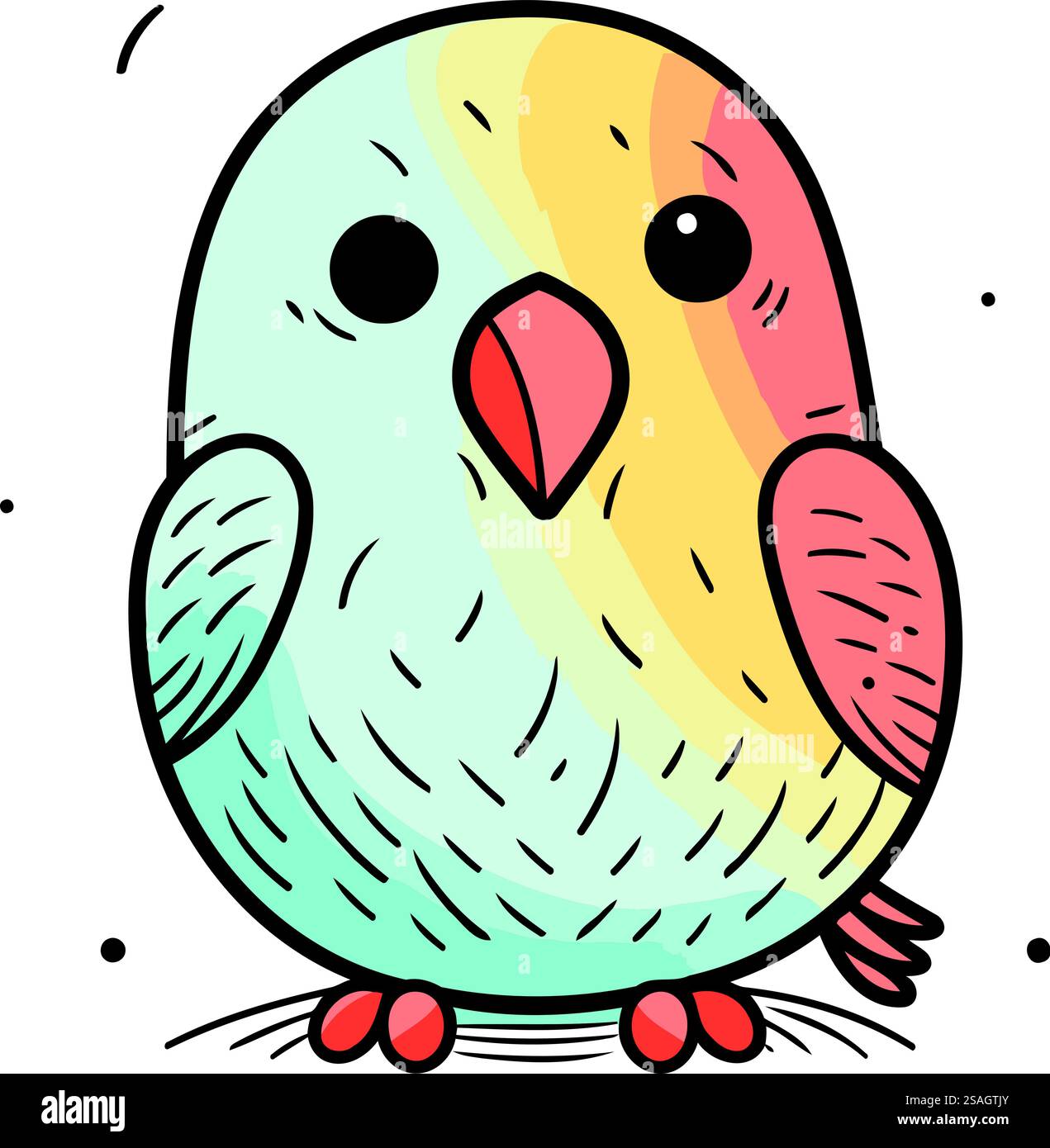 Cute cartoon parrot. Hand drawn vector illustration isolated on white ...
