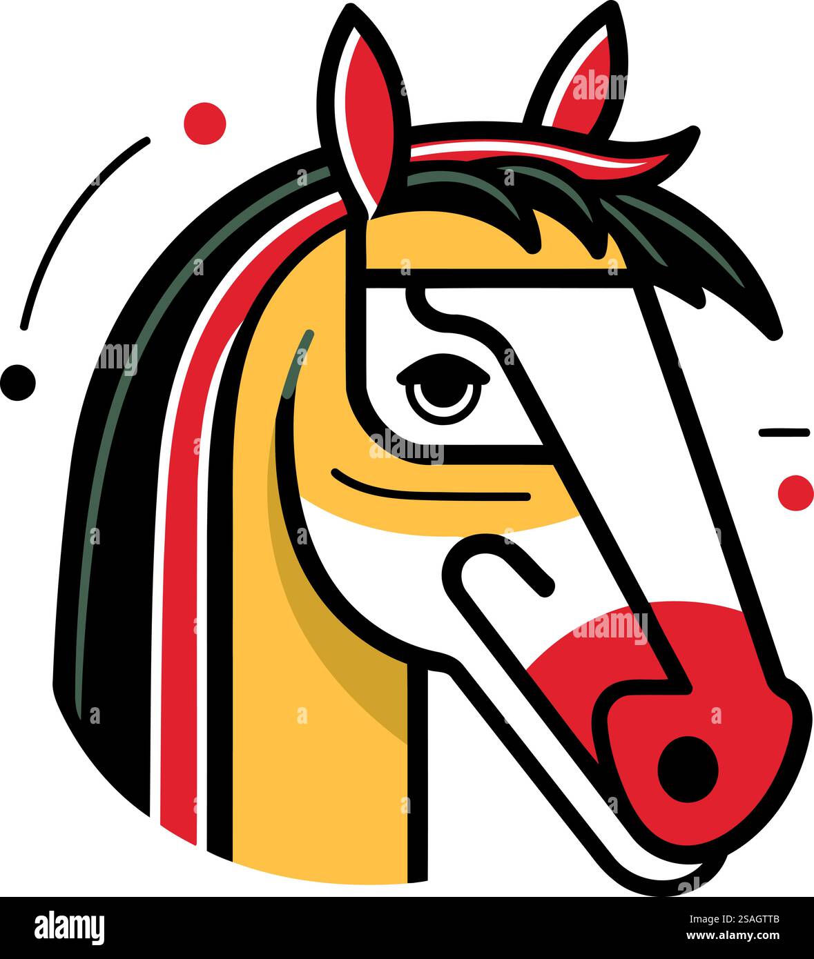 Horse head. Vector illustration in flat linear style on white ...