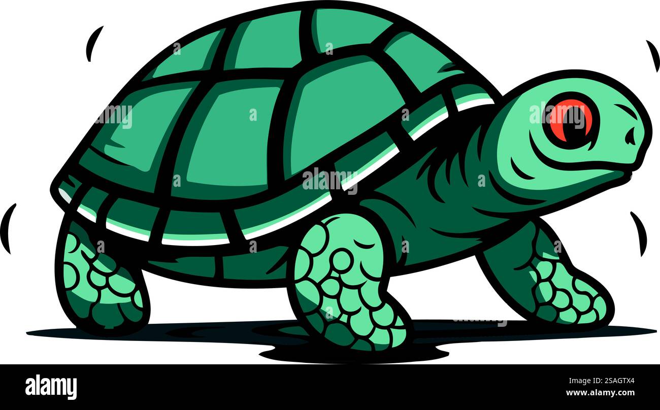 Cartoon turtle isolated on white background. Vector illustration of ...