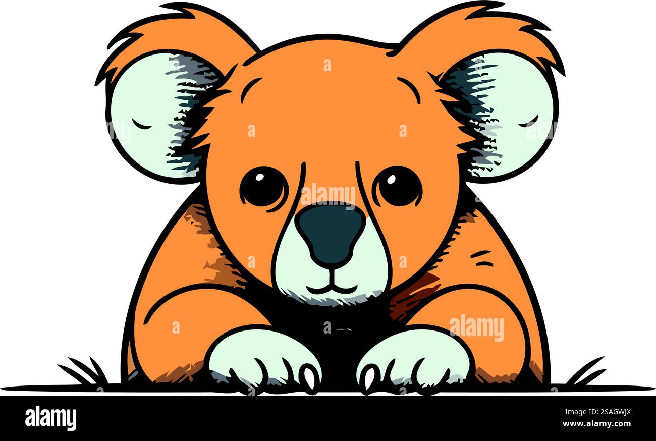 Cute koala isolated on white background. Vector illustration in cartoon ...