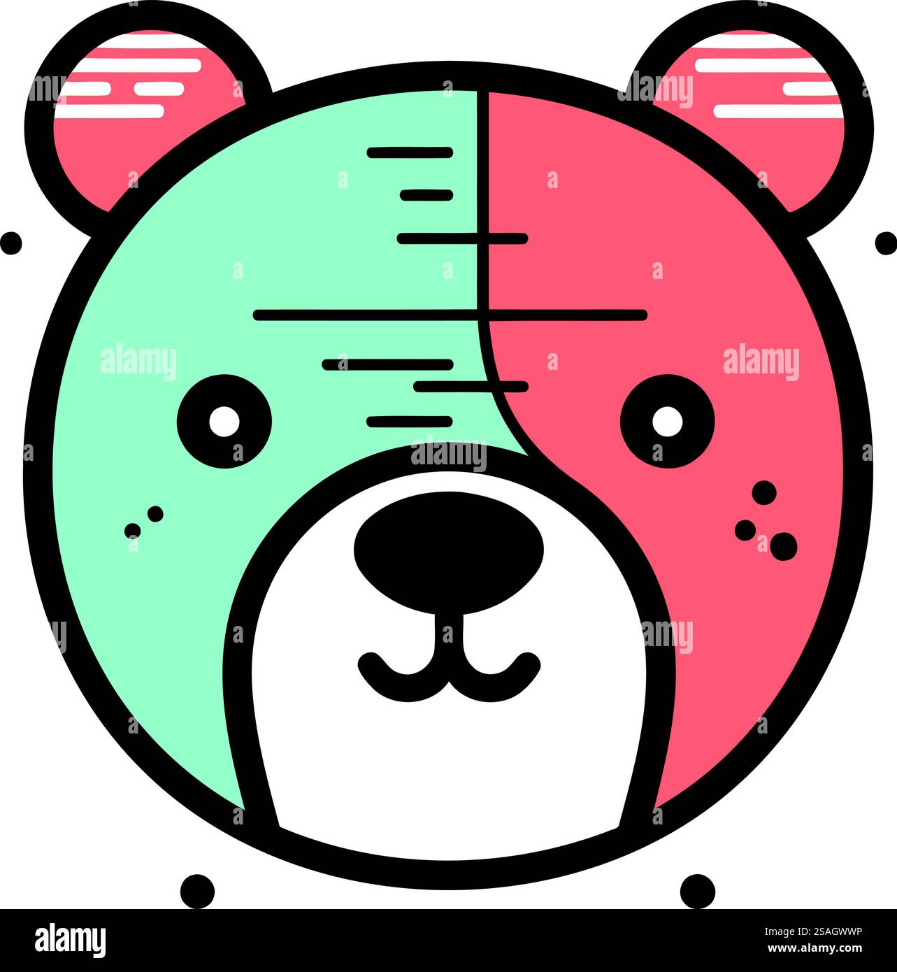 Cute cartoon bear face. Vector illustration in a flat style Stock ...