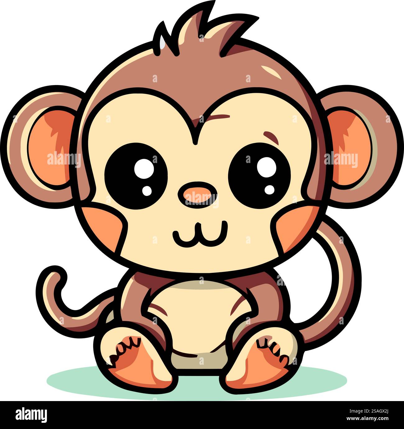 Cute cartoon monkey. Vector illustration isolated on a white background ...