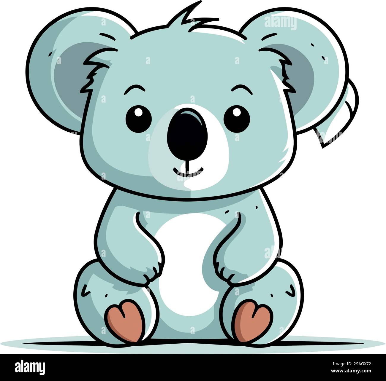 Cute cartoon koala sitting on the ground. Vector illustration Stock ...