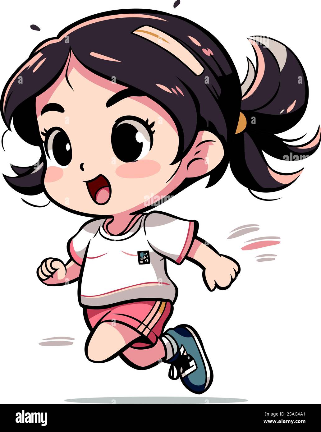Illustration of a Cute Little Girl Running in a Race Stock Vector Image ...