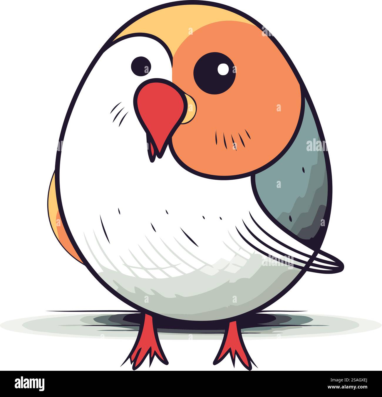 Vector illustration of cute little bird on white background. Cartoon ...