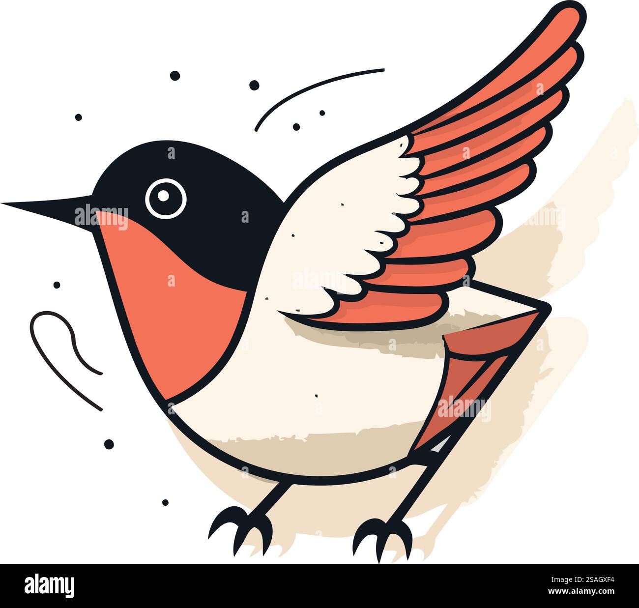 Cute little bird. Hand drawn vector illustration in cartoon style Stock ...