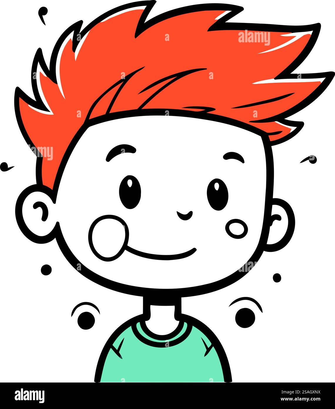 Vector illustration of a cute cartoon boy with orange hair. Isolated on ...