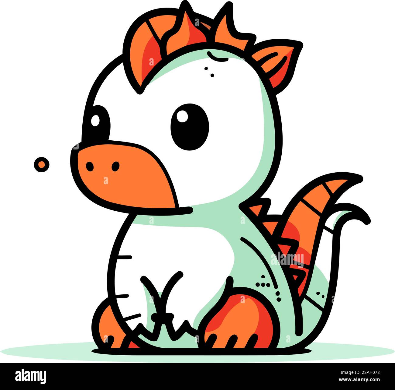 Cute cartoon dinosaur. Vector illustration in doodle style Stock Vector ...