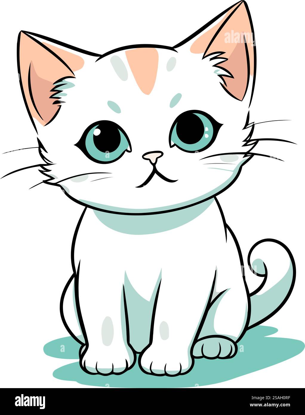 Cute cartoon cat isolated on a white background. Vector illustration ...