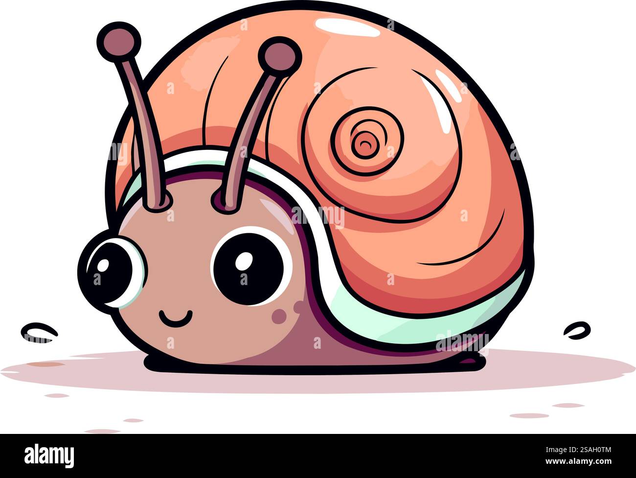 Cute cartoon snail. Vector illustration. Isolated on white background ...